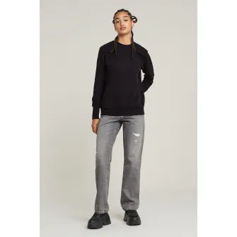 G-Star, Bluza de trening din amestec de bumbac organic, Negru, S