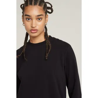 G-Star, Bluza de trening din amestec de bumbac organic, Negru, S