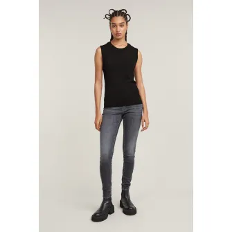 G-STAR, Pulover tricotat fin fara maneci cu model cu perforatii, Negru, XS