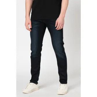 G-Star RAW, Blugi slim fit din amestec de lyocell, cu aspect decolorat, Bleumarin inchis, W31-L32