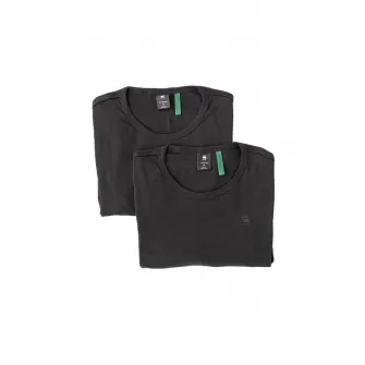 G-Star RAW, Tricou de bumbac organic cu detaliu brodat - 2 piese, Negru, S