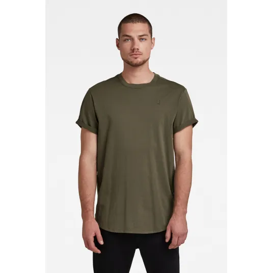 G-Star RAW, Tricou lejer de bumbac organic Lash, Verde militar, M