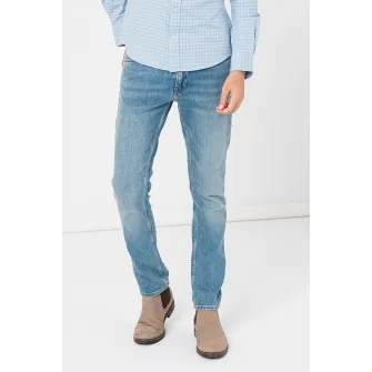 Gant, Blugi slim fit cu talie medie, Albastru deschis, W36-L32