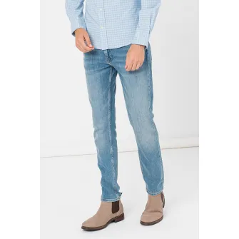 Gant, Blugi slim fit cu talie medie, Albastru deschis, W36-L32