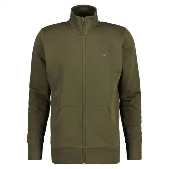 Gant, Bluza de trening regular fit cu fermoar Shield, Verde, 4XL