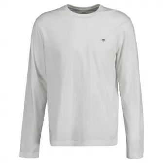 Gant, Bluza regular fit din bumbac cu decolteu la baza gatului Shield, Alb, 4XL