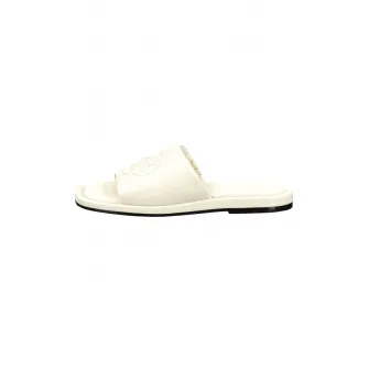 Gant, Papuci de piele cu logo in relief, Crem, 37