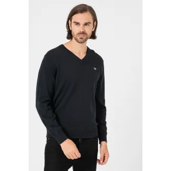 Gant, Pulover cu decolteu in V Classic, Negru, L