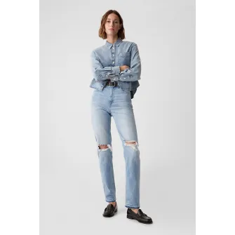 GAP, Blugi drepti cu talie inalta, Albastru deschis, 28-REG