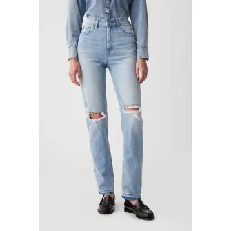 GAP, Blugi drepti cu talie inalta, Albastru deschis, 28-REG