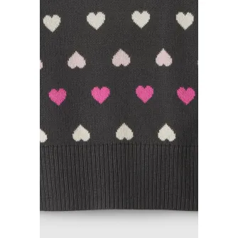 GAP, Pulover cu model cu inimi, Roz, Gri antracit, 95 CM