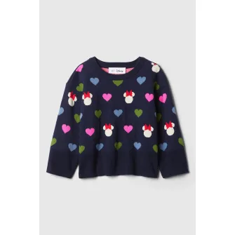 GAP, Pulover de bumbac cu model, Roz, Bleumarin, 80 CM