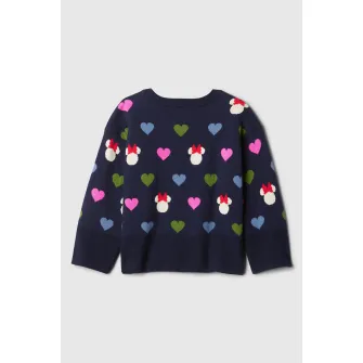 GAP, Pulover de bumbac cu model, Roz, Bleumarin, 80 CM