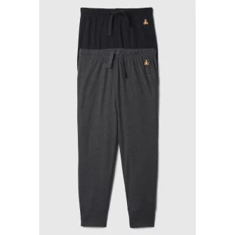 GAP, Set de pantaloni de trening din amestec de bumbac - 2 piese, Negru, Gri antracit, 80 CM