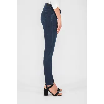 Garcia, Blugi slim fit cu aspect decolorat, Albastru inchis, W25-L32