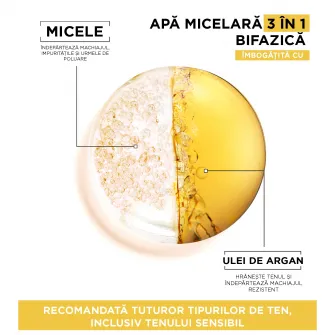 Garnier Skin Naturals Apa micelara bifazica cu ulei de Argan, 400 ml