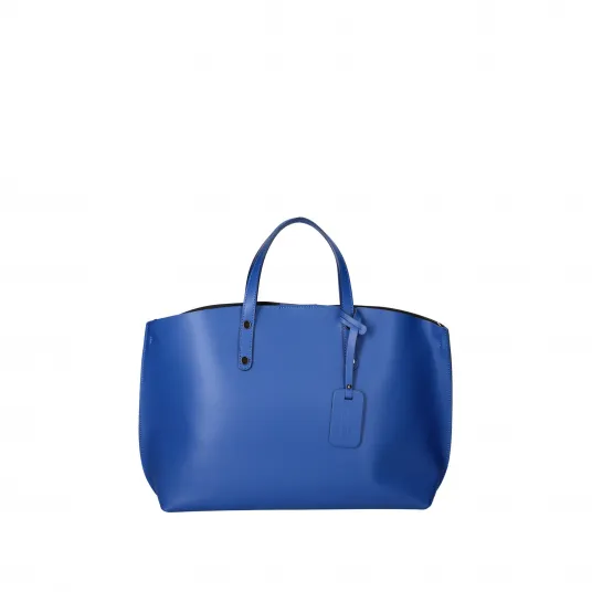 Gave Lux, Geanta de piele cu bareta si etui interior detasabil, Albastru royal