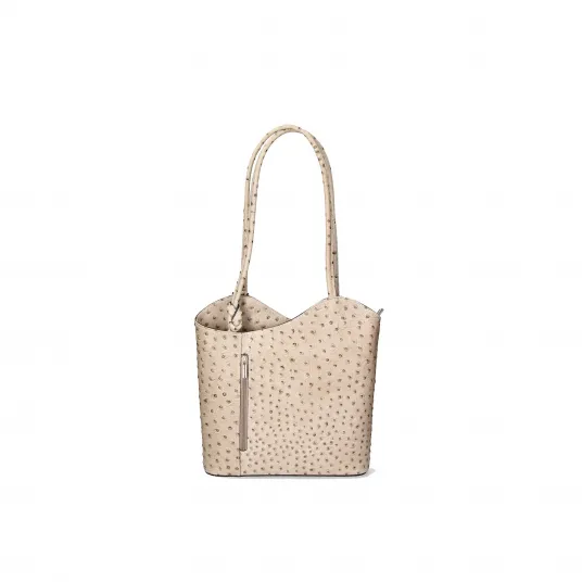 Gave Lux, Rucsac de piele cu imprimeu piele de strut, Maro taupe