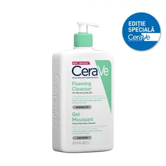 Gel de curatare spumant CeraVe, cu ceramide si niacinamida, pentru piele normal-grasa, 1000 ml
