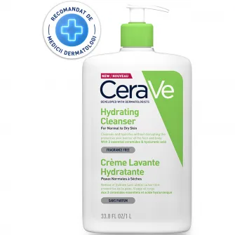 Gel de spalare hidratant CeraVe, cu ceramide si acid hialuronic, pentru piele normal-uscata, 1000 ml