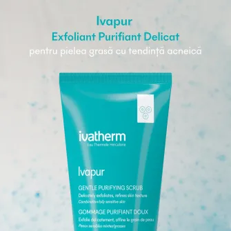 Gel exfoliant purifiant Ivapur, Ivatherm, cu acid glicolic, pentru piele mixta, grasa, cu acnee 100 ml