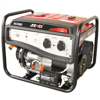 Generator curent electric Senci SC-3500E Lite, 3100 W, 230 V, 208 CC, stabilizator de tensiune (AVR), demaraj la cheie, 12.5 h autonomie, 15 l, benzina