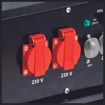 Generator de curent Einhell TC-PG 65/E5, 8000 W, 4 timpi, 1x 12V, 2x 230 V + 1x 400 V, comutator la suprasarcina, protectie la nivel scazut de ulei si funcție AVR, pornire electrica, 25 l capacitate rezervor, benzina