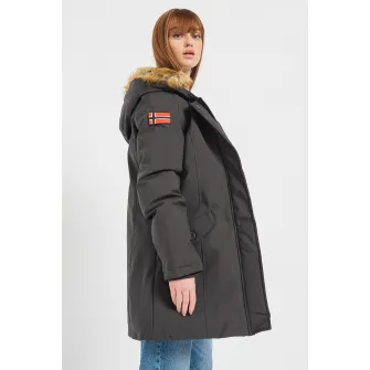 Geo Norway, Geaca cu garnitura de blana sintetica Dinasty, Gri inchis, 4
