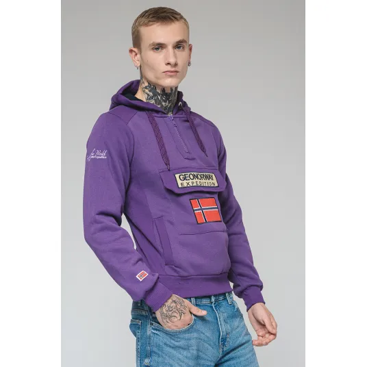 Geo Norway, Hanorac cu logo brodat Gymclass, Rosu, Violet, Bej, XL