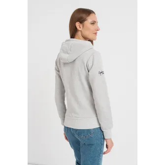 Geo Norway, Hanorac cu logo brodat si fenta cu fermoar Gymclass, Gri deschis melange, 4