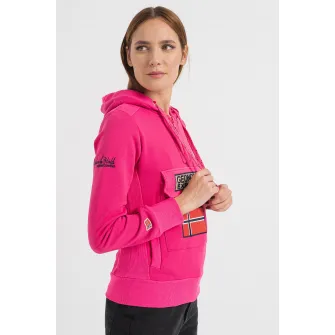 Geo Norway, Hanorac cu logo brodat si fenta cu fermoar Gymclass, Roz, 4