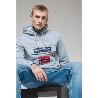 Geo Norway, Hanorac cu logo Gadrien, Gri deschis melange, 2XL