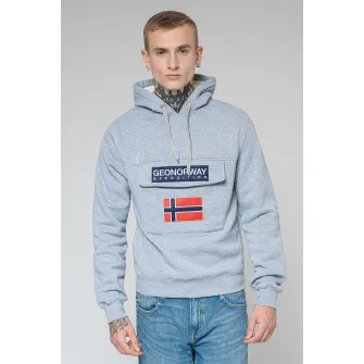 Geo Norway, Hanorac cu logo Gadrien, Gri deschis melange, 2XL