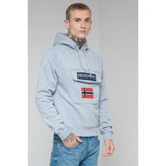 Geo Norway, Hanorac cu logo Gadrien, Gri deschis melange, 2XL