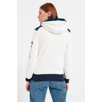 Geo Norway, Hanorac din fleece Gymclass, Alb, Albastru inchis, XL