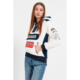 Geo Norway, Hanorac din fleece Gymclass, Alb, Albastru inchis, XL