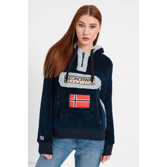 Geo Norway, Hanorac din fleece Gymclass, Gri deschis, Albastru marin, XL