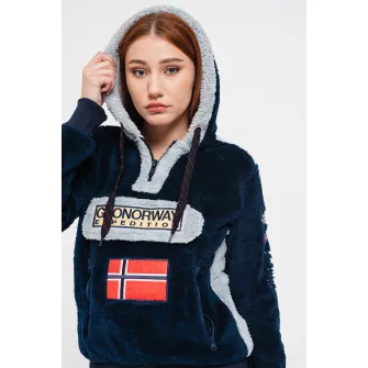 Geo Norway, Hanorac din fleece Gymclass, Gri deschis, Albastru marin, XL