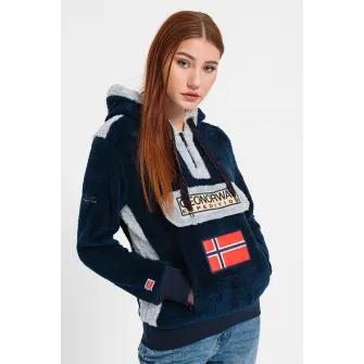 Geo Norway, Hanorac din fleece Gymclass, Gri deschis, Albastru marin, XL