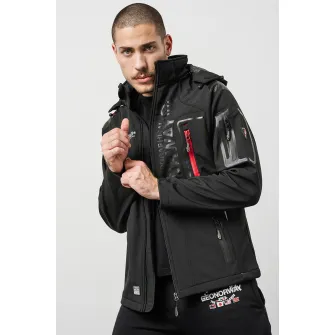 Geographical Norway, Geaca cu gluga si logo Techno Men, Negru, XL
