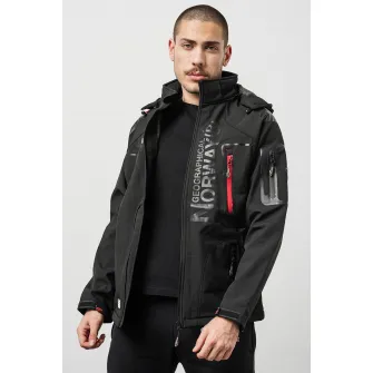 Geographical Norway, Geaca cu gluga si logo Techno Men, Negru, L