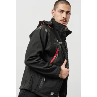 Geographical Norway, Geaca cu gluga si logo Techno Men, Negru, L