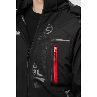 Geographical Norway, Geaca cu gluga si logo Techno Men, Negru, L