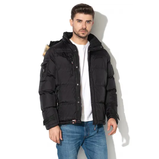 Geographical Norway, Geaca cu vatelina si gluga detasabila Bonap, Negru, XXL