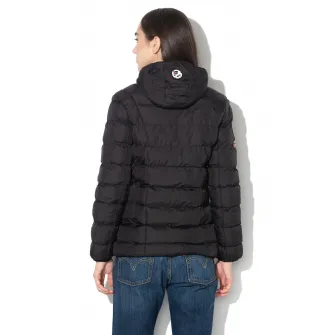 Geographical Norway, Geaca din material respirabil, cu vatelina si gluga detasabila Babette, Negru, 3