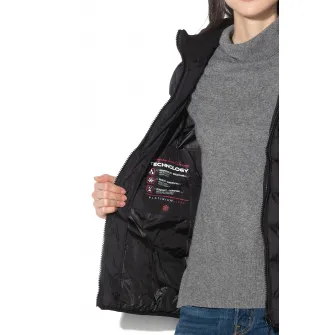 Geographical Norway, Geaca din material respirabil, cu vatelina si gluga detasabila Babette, Negru, 4