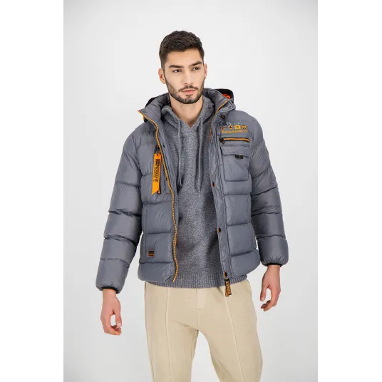 Geographical Norway, Geaca matlasata cu logo brodat Citernier, Gri deschis, 2XL