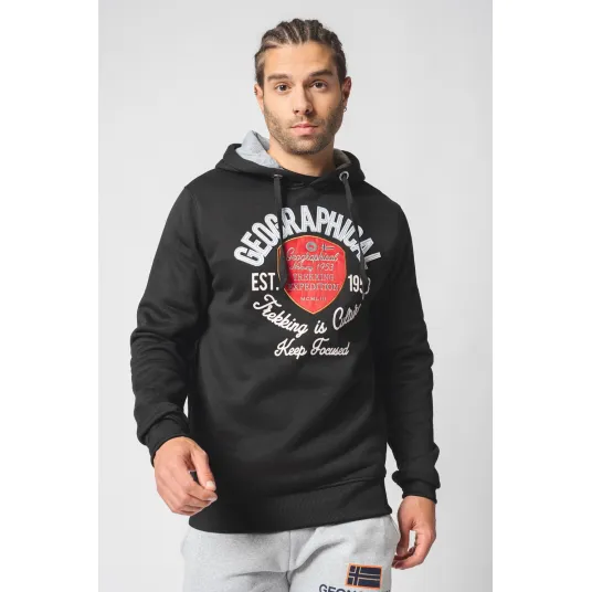 Geographical Norway, Hanorac cu imprimeu logo Garlon, Rosu, Alb, Negru, 2XL
