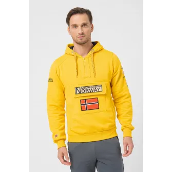 Geographical Norway, Hanorac cu logo Gym Class, Galben sofran, XL