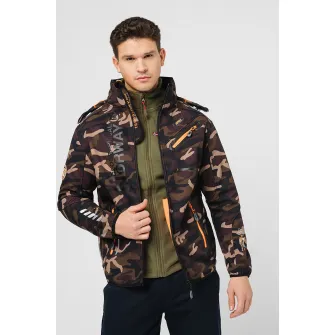 Geographical Norway, Jacheta cu gluga si captuseala din fleece Rayoute, Bej, Maro, S